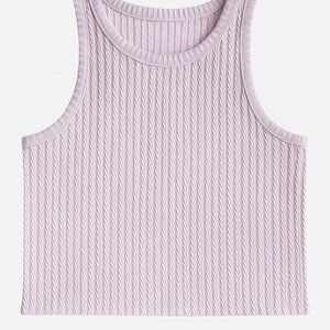 Arizona Jean Co Women’s XL Lilac Ribbed Crop Tank Top Casual Knit Halter-A196